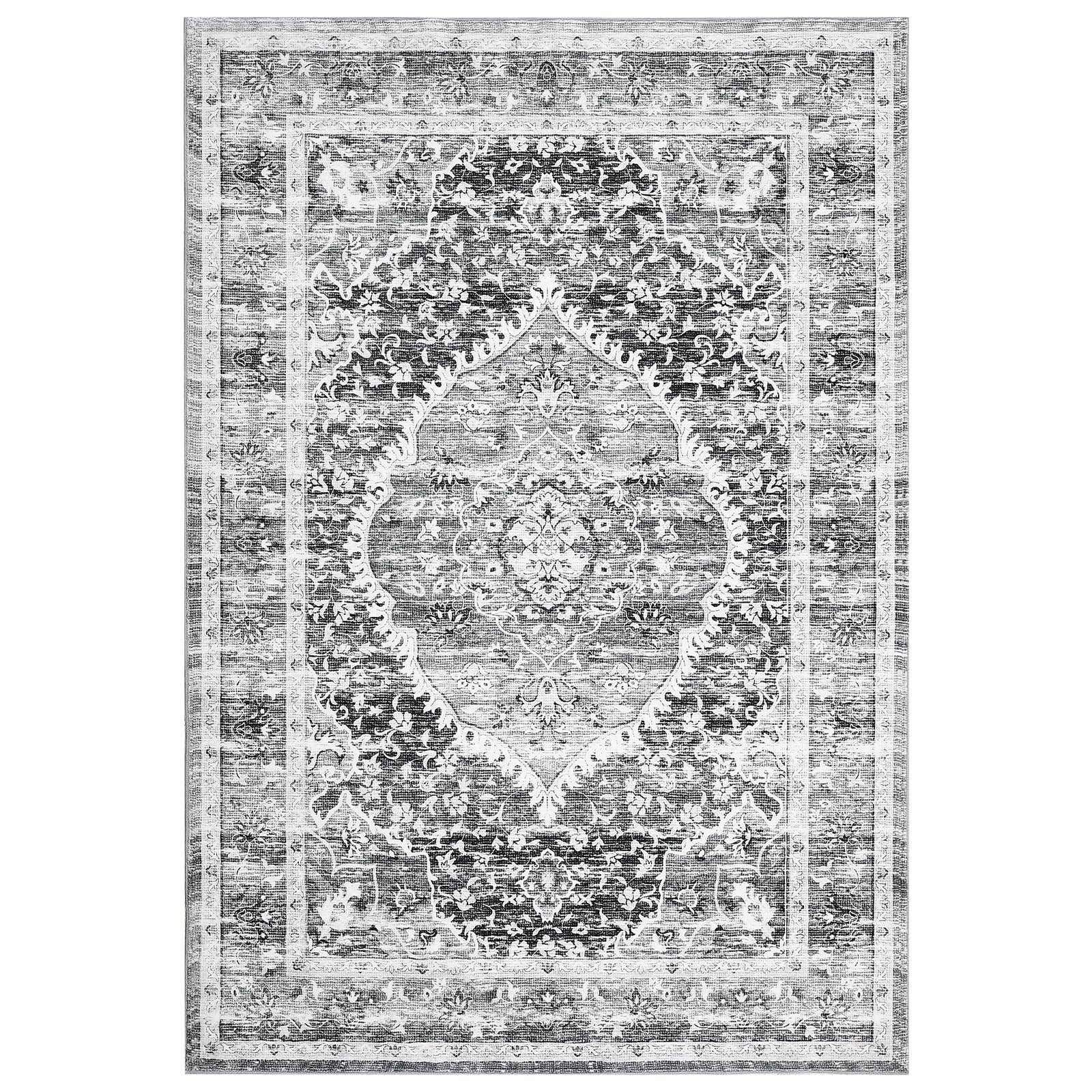 GARVEE 8 * 10ft Area Rug – Stain Resistant Washable Rug, Non-Slip Backing, Low Profile, for Living Room, Bedroom, and Dining Room.Grey