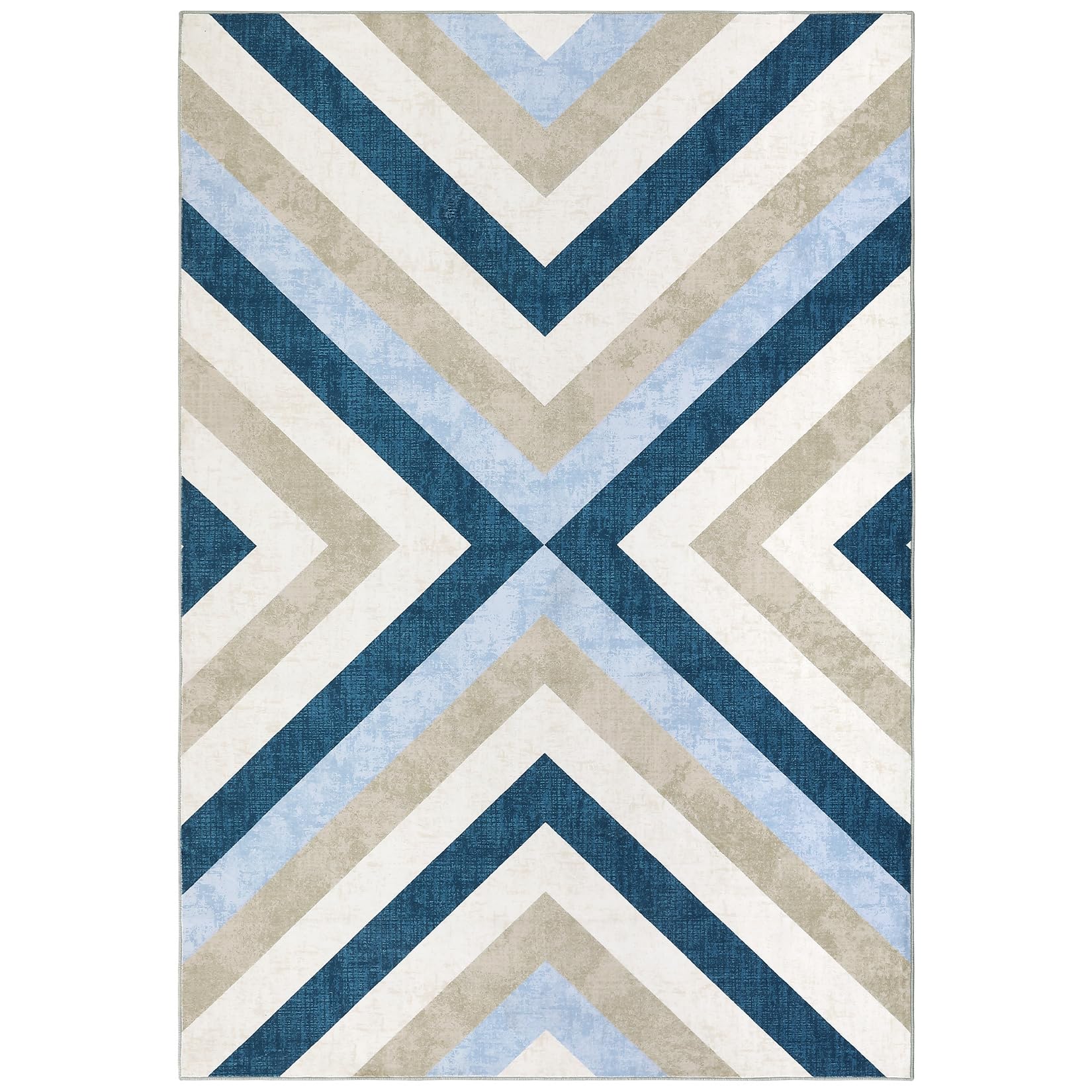 GARVEE Area Rug for Living Room, 5 x 7 Feet Washable Shag Bedroom Carpet Modern Low Pile Rugs for Dorm Nursery Kids Room Home Decor,Blue