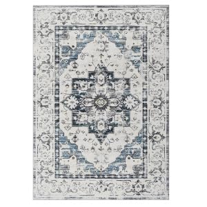 GARVEE Boho Washable Rug for Living Room, 5×7 Area Rugs Non Slip, Blue Large Carpet for Kitchen Bathroom Bedroom Entryway Laundry Living Room