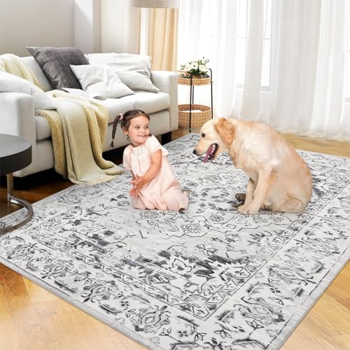 GARVEE Boho Washable Rug for Living Room, 8×10 Area Rugs Non Slip, Blue Large Carpet for Kitchen Bathroom Bedroom Entryway Laundry Living Room Online