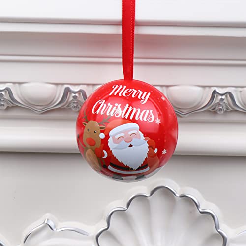 GARVEE Christmas Ornaments Ball, Christmas Candy Jar Hanging Decorations, Creative Christmas Tree Hanging Ball Pendant, Christmas Decorations Tinplate Candy Ball Box [A Style]