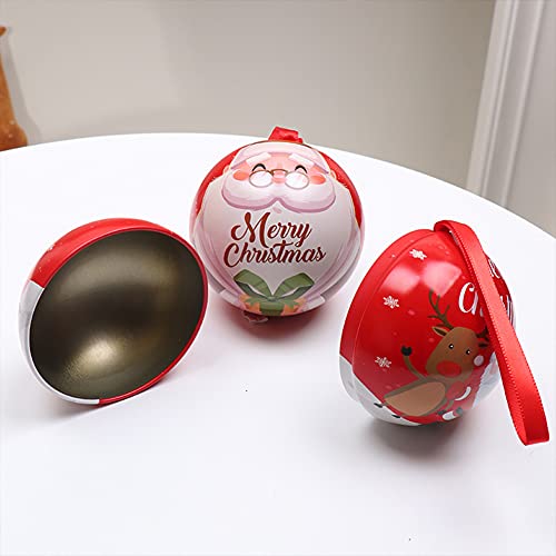 GARVEE Christmas Ornaments Ball, Christmas Candy Jar Hanging Decorations, Creative Christmas Tree Hanging Ball Pendant, Christmas Decorations Tinplate Candy Ball Box [A Style]