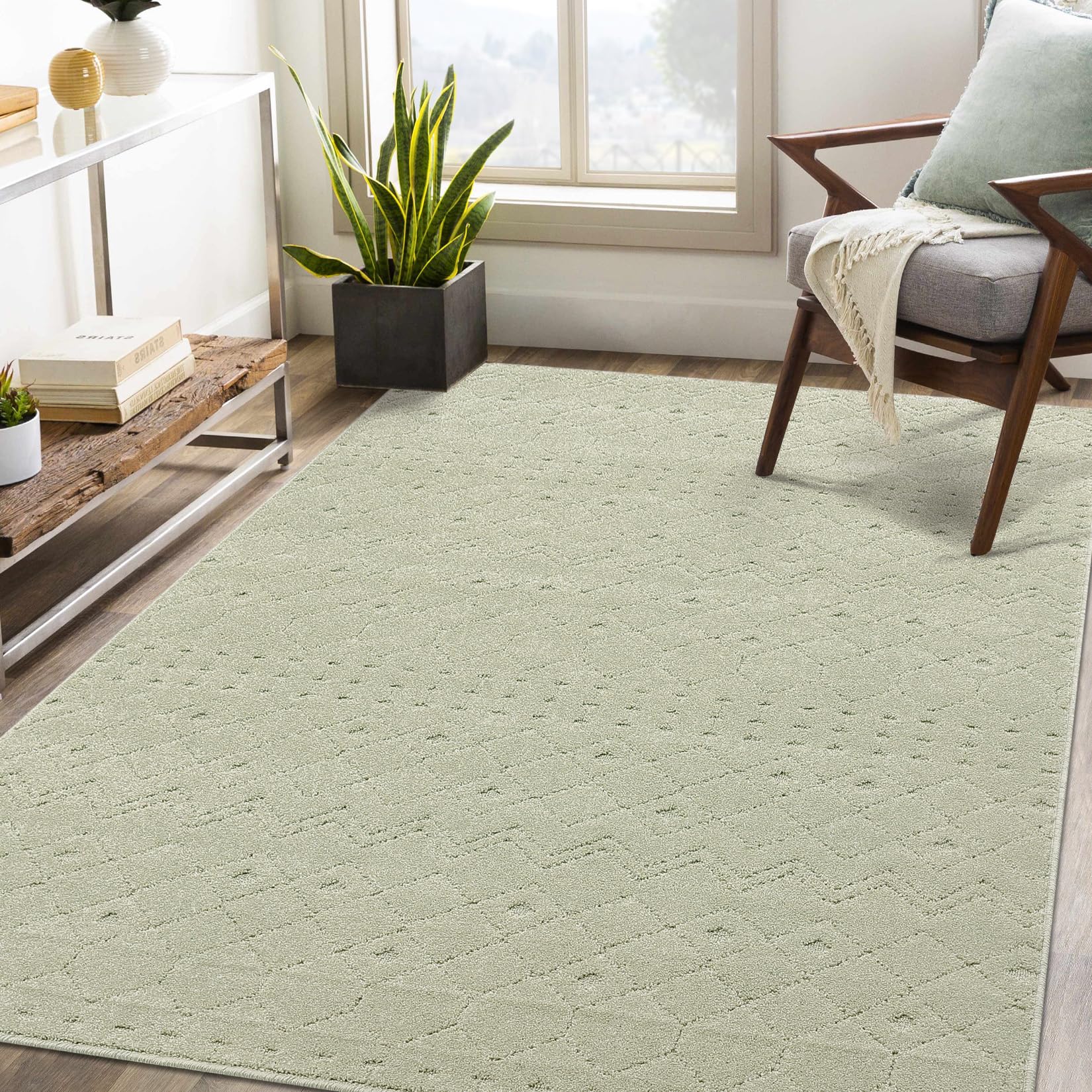 GARVEE Large Area Rug 10×13 for Bedroom, High-Low Pile, Moroccan Bohemian Shaggy Beige, Stain Resistant, Non-Shedding, Nursery Safe Sale