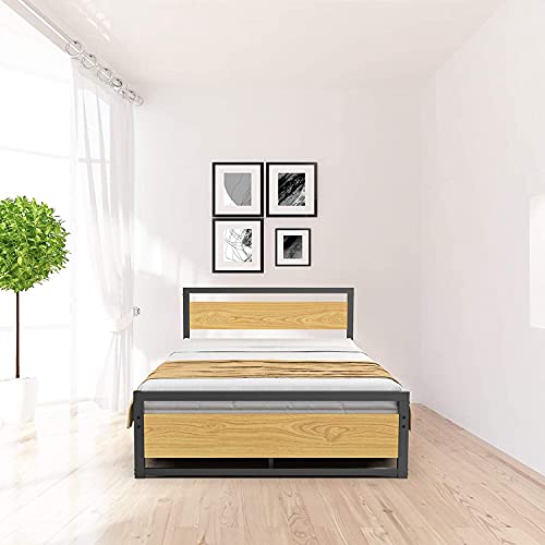 GARVEE Metal and Wood Bed Frame with Headboard and Footboard Full Size Platform Bed with Storage Strong Metal Slat Support No Box Spring Needed Easy to Assemble