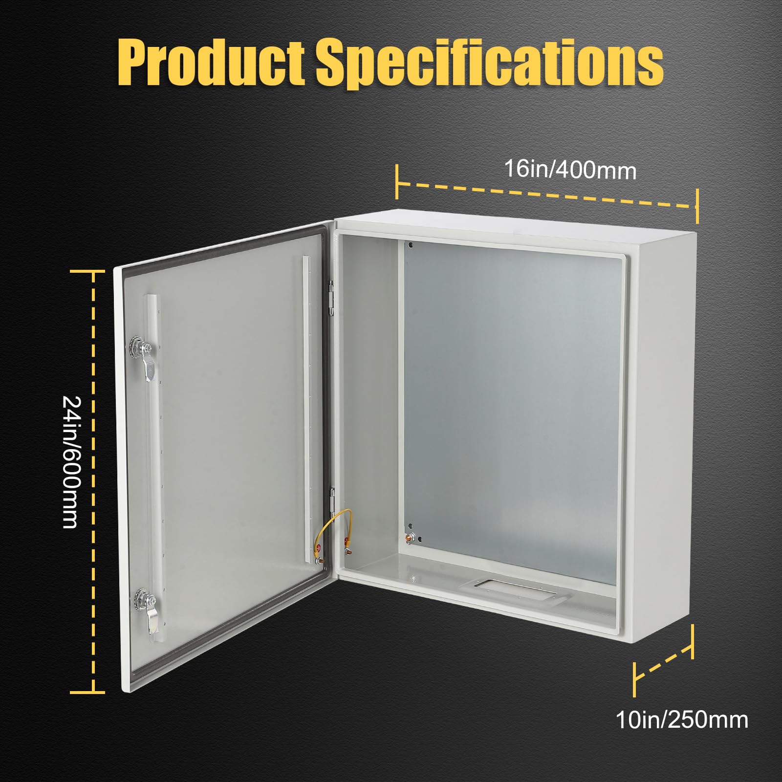 GARVEE NEMA Steel Enclosure, 24x16x10 Electrical Junction Box with Mounting Plate, IP66 Waterproof & Dustproof, NEMA 4X Steel Electrical Box for Outdoor/Indoor