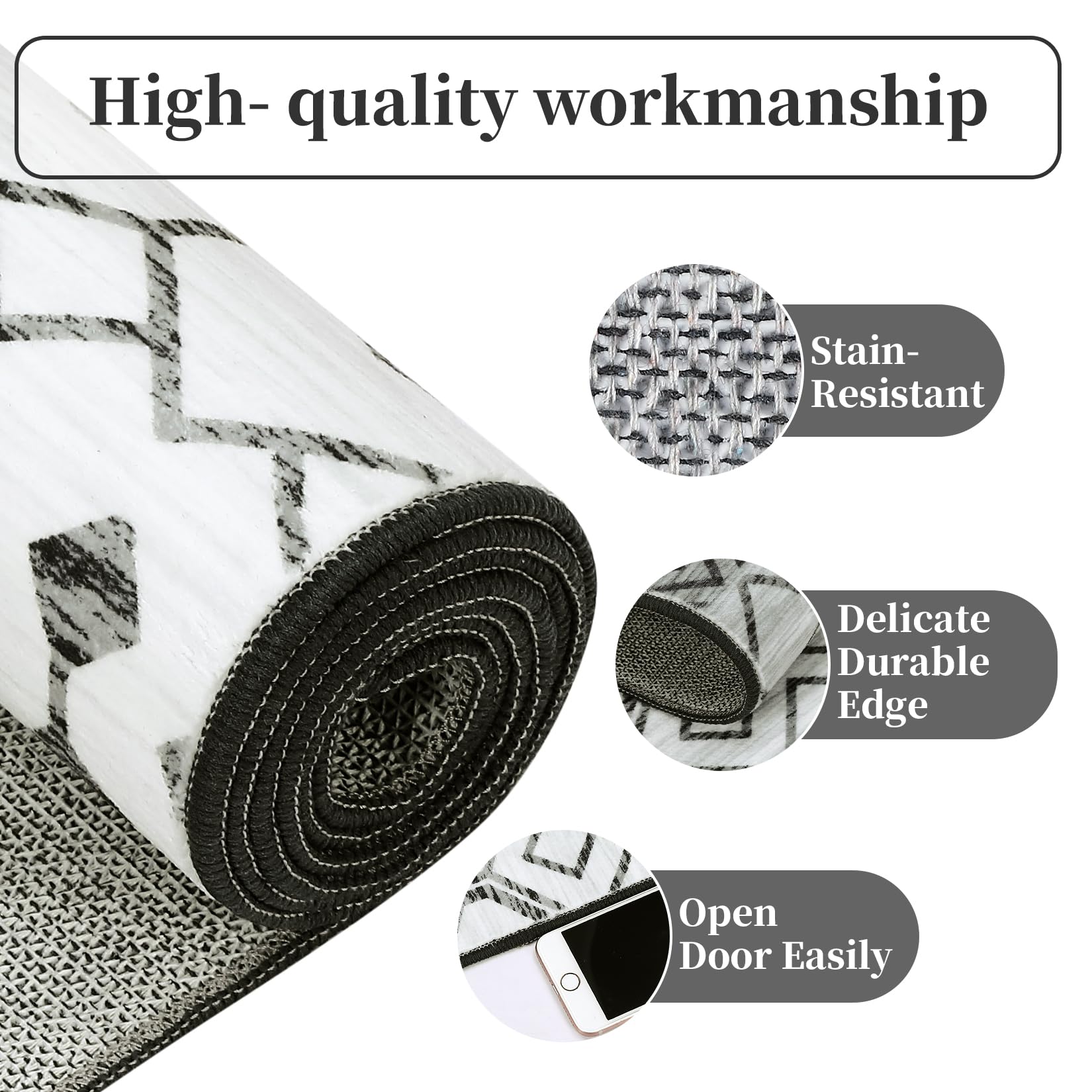 GARVEE Runner Rug 2×6 Washable Non-Skid | Abstract Design, Stain-Resistant | Faux Wool, Low-Pile | Entryway, Bedroom, Laundry Room Online Hot Sale
