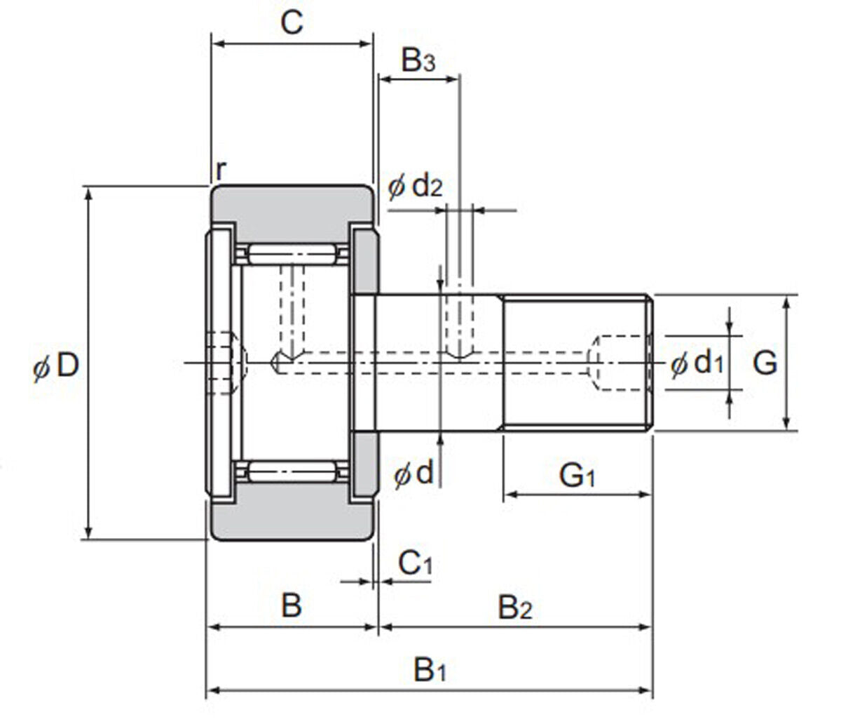 KR47 Cam Follower Needle Roller Stud Track Bearings 1 Pcs Sale