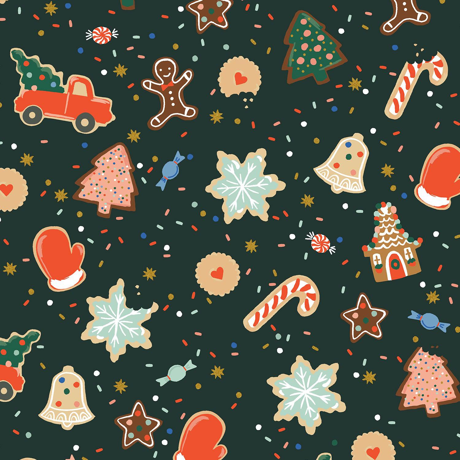 Christmas Cookies Evergreen Metallic