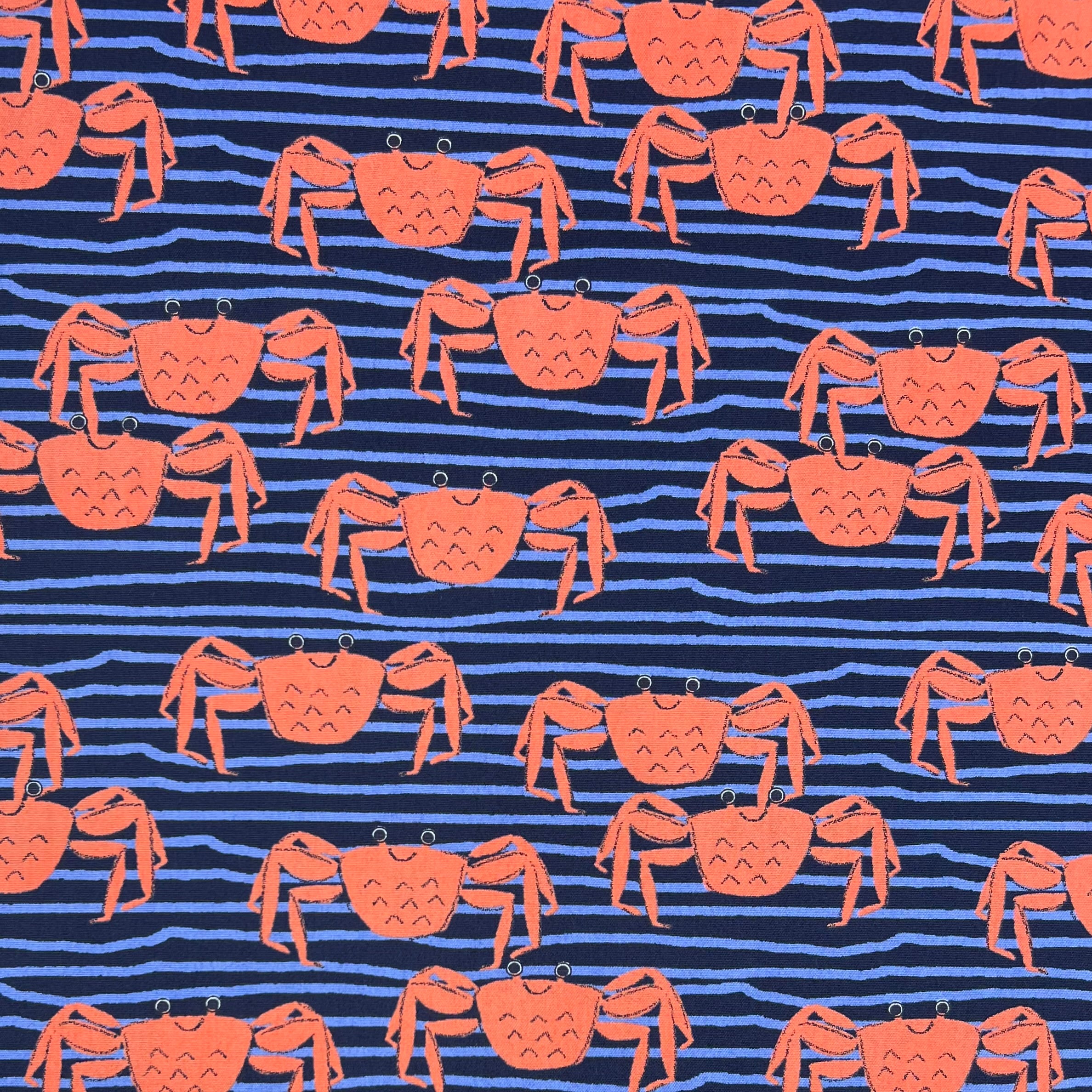 Happy Crabs on Cotton Broadcloth